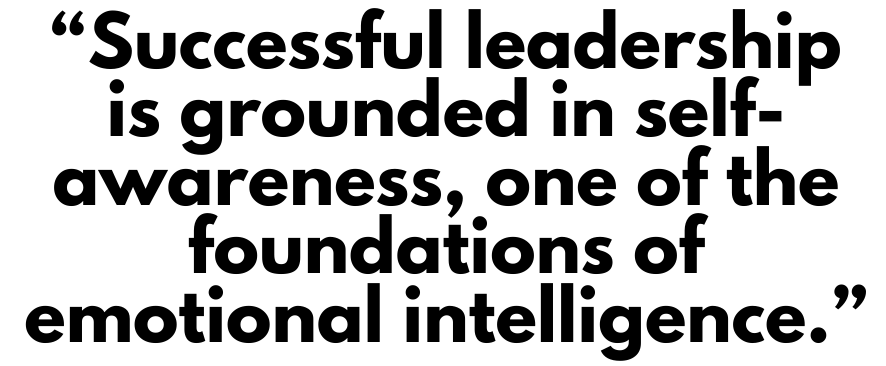 A quote that says, "Successful leadership is grounded in self-awareness, one of the foundations of emotional intelligence." 