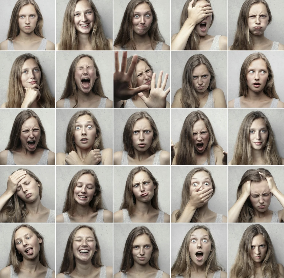 Collage Photo of Woman with different emotions in each photo. 