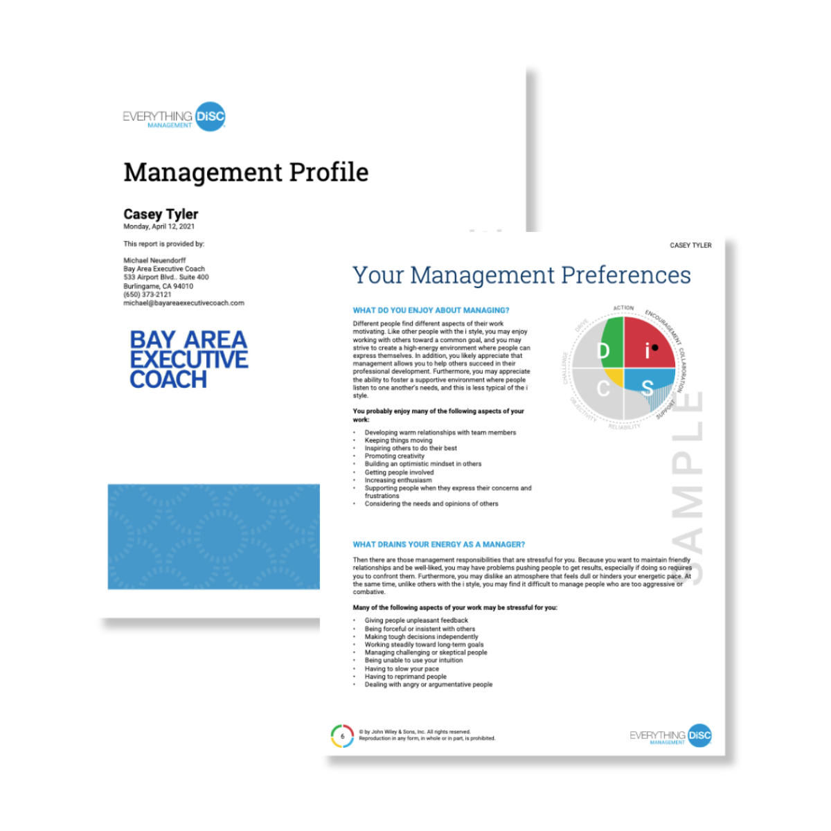 Thumbnail of the Everything DiSC Management Profile Sample Report. 