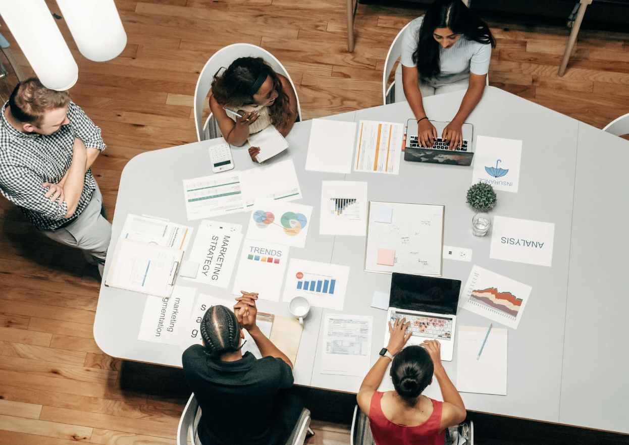 People in the office discussing a project