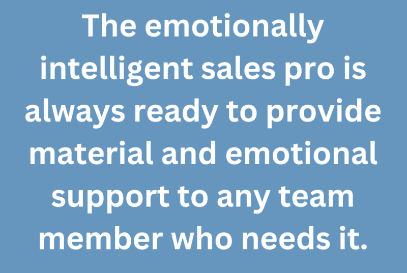 A quote that says, "The emotionally intelligent sales pro is always ready to provide material and emotional support to any team member who needs it." 