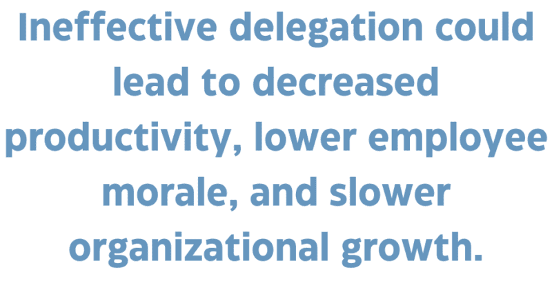 A quote that says, "Ineffective delegation could lead to decreased productivity, lower employee morale, and slower organizational growth." 